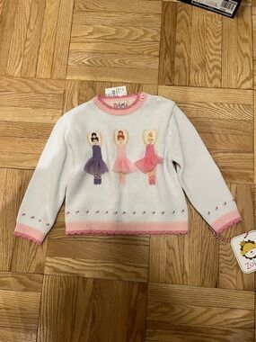 NWT! Zubels White & Pink Ballerina Sweater